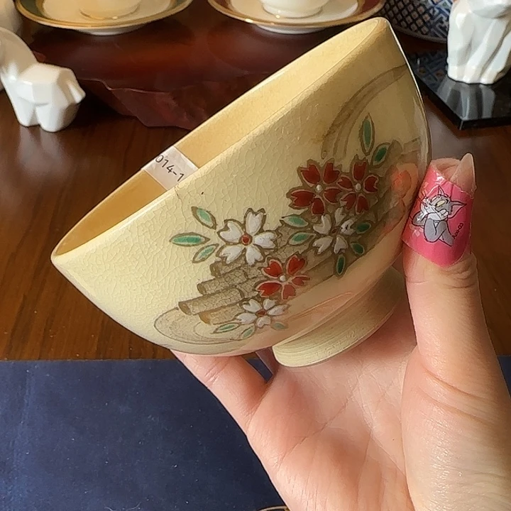 瓷CAA1410清水烧抹茶碗 有裂纹 不退不换