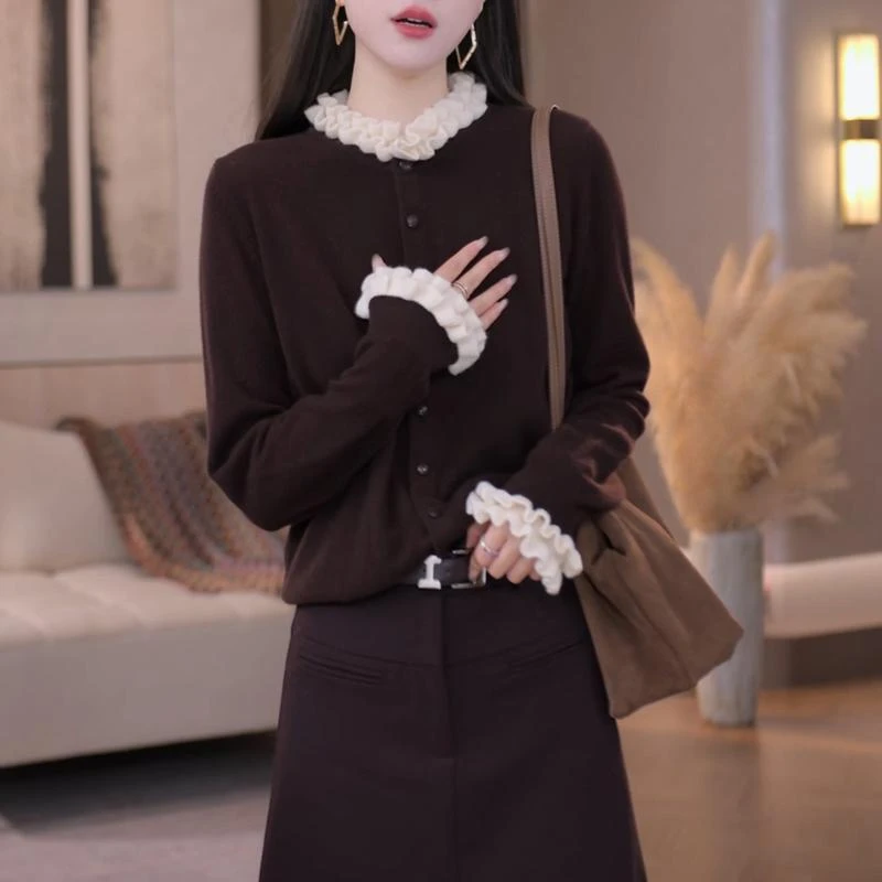 2025秋季气质毛针织衫女法式时尚减龄高级感静奢修身显瘦针织开衫