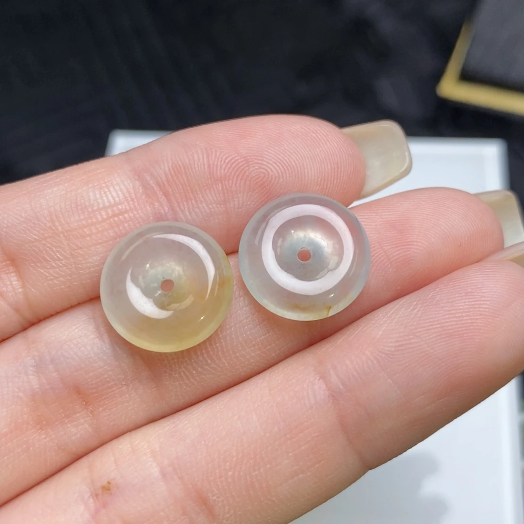 翡翠未镶嵌耳饰冰飘黄翡小扣子