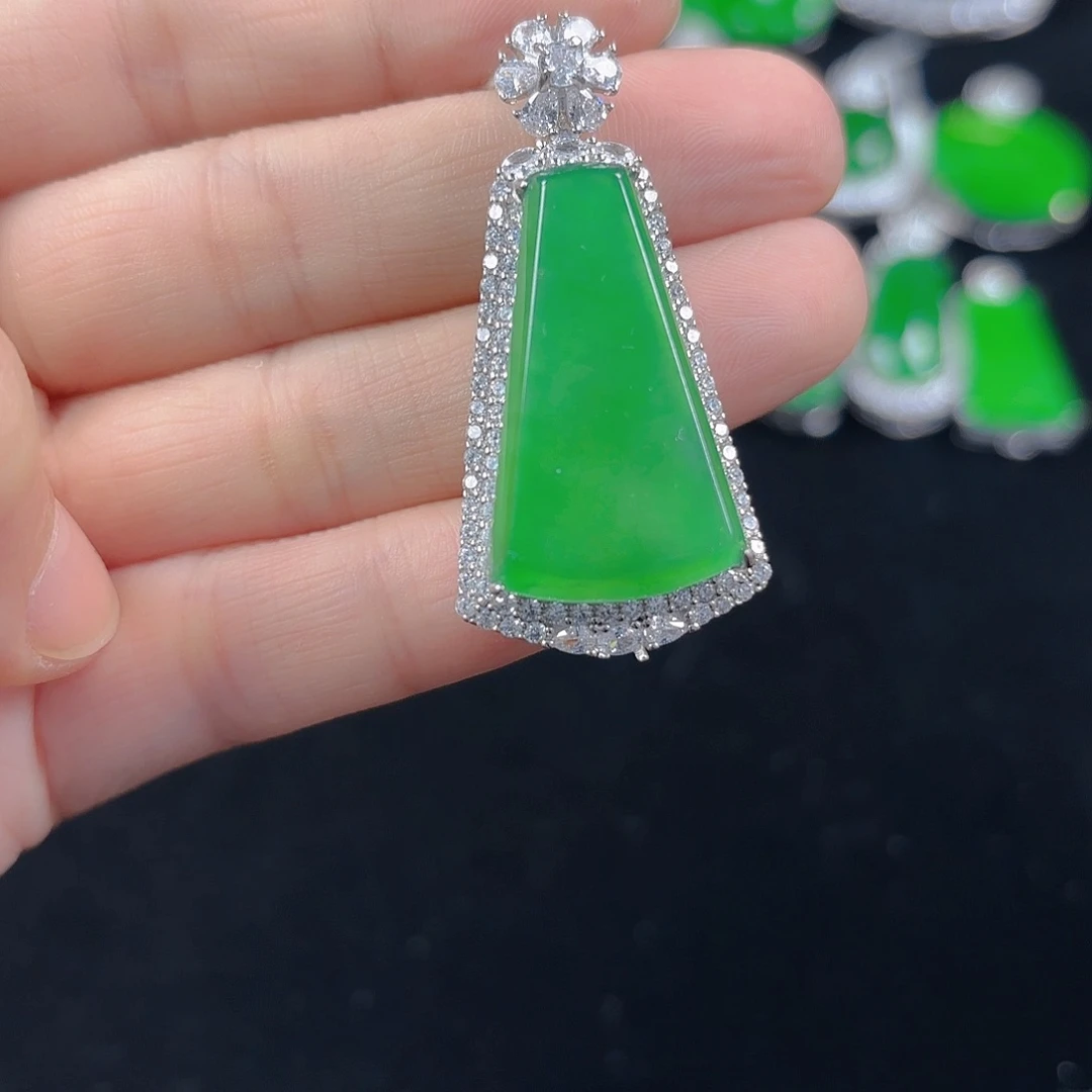 翡翠银S925镶嵌吊坠(不含链)