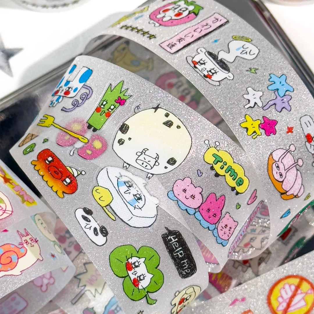 AGUGU开小差系列模切胶带pet贴纸卷可爱元素deco涂鸦盐系和纸胶带