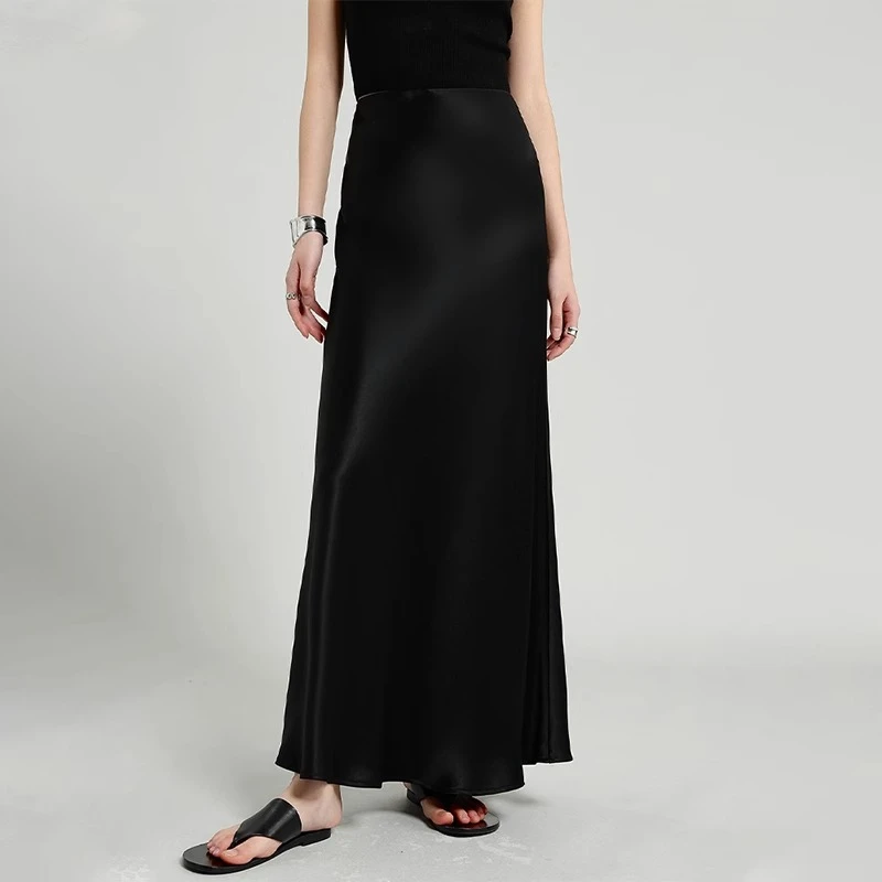 小个子梨形身材高腰显瘦半身裙女夏季薄款宽松柔软垂顺百搭中长裙