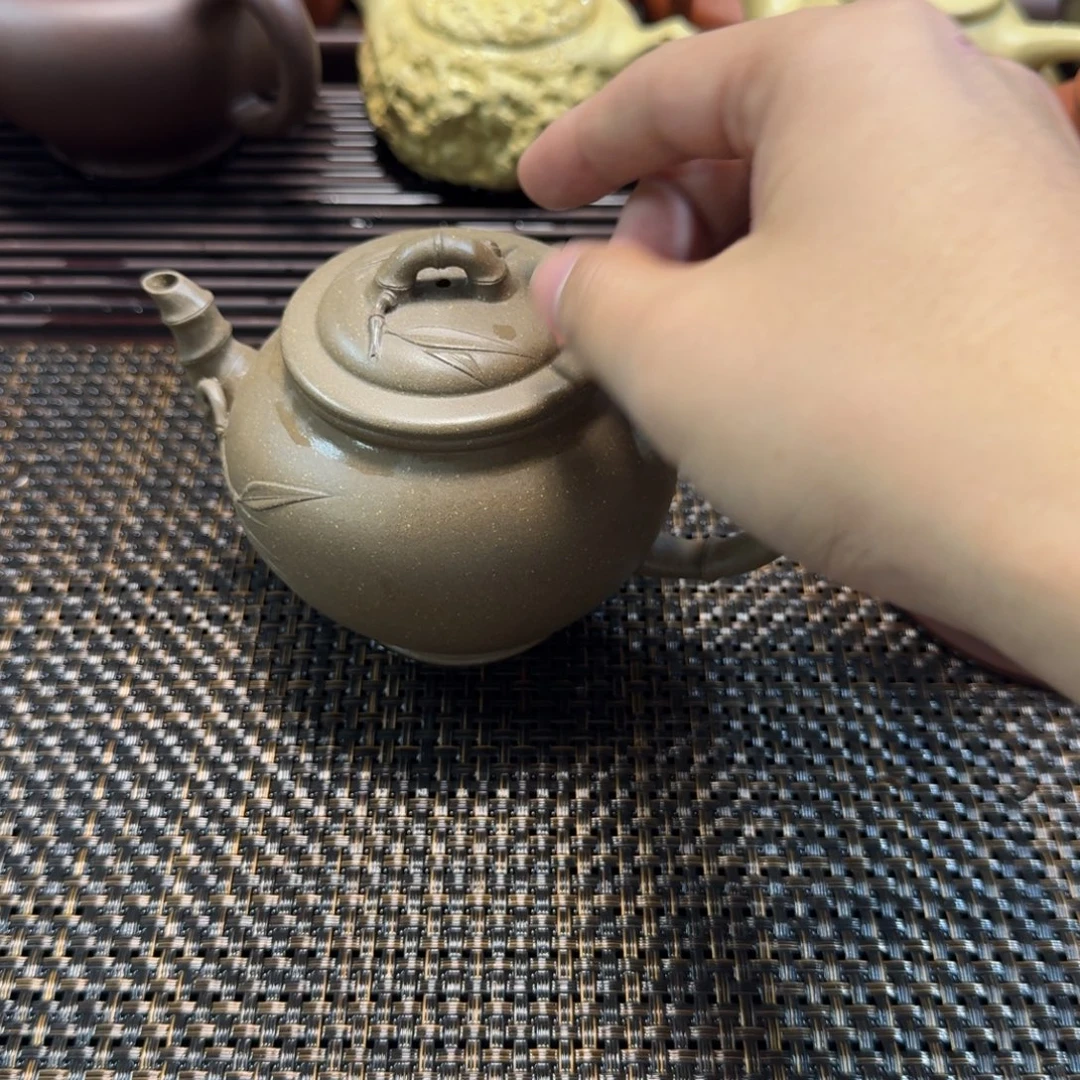 9号紫砂壶全手工竹报春微瑕