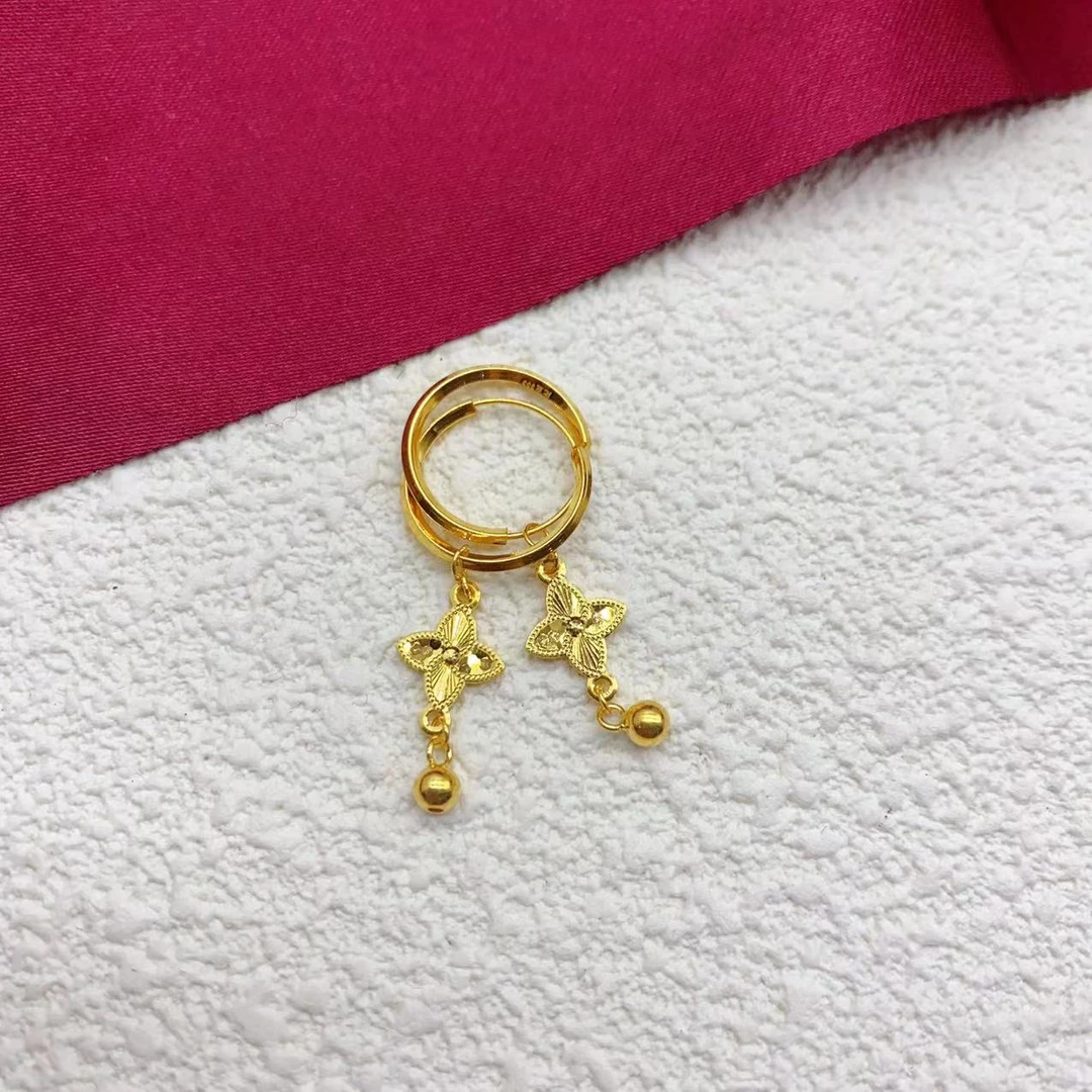 【木韵阁】足金999 5G黄金四叶草耳圈耳钉时尚百搭大气 2.04