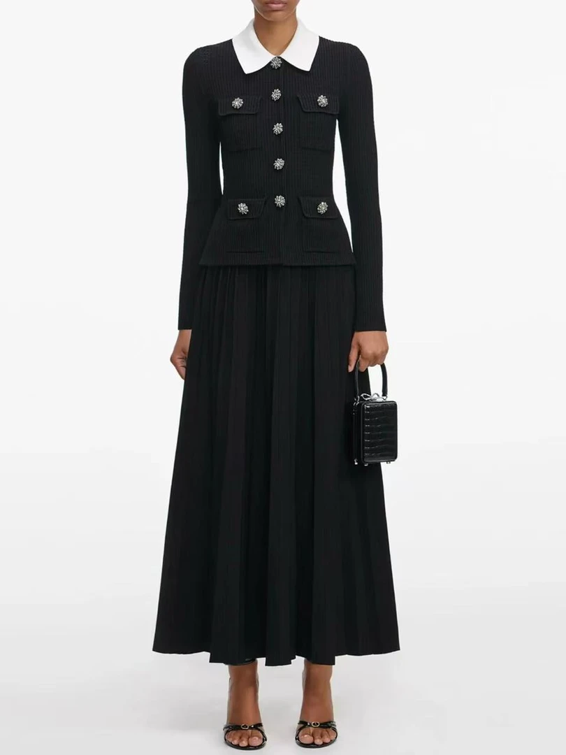 【婳霓】赵丽颖同款洋气法式轻奢气质名媛针织连衣裙25529/25530