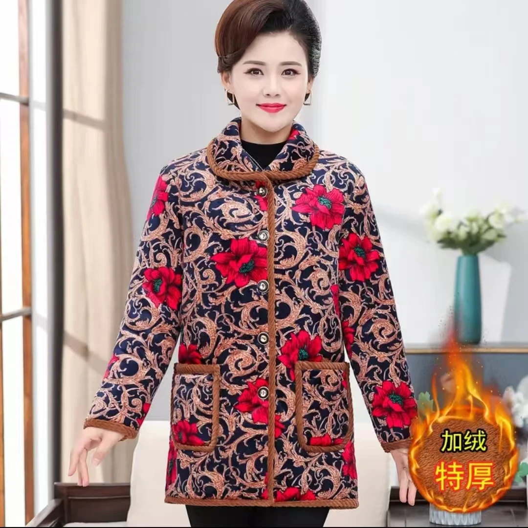 2024冬季新款妈妈装棉衣外套加绒加厚保暖洋气时尚减龄短款中老年