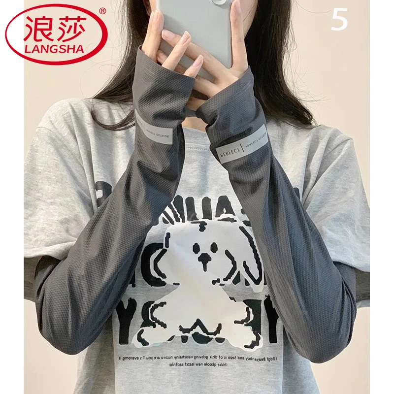 浪莎防晒冰袖女款夏季防紫外线薄款护袖透气骑行宽松冰丝袖套