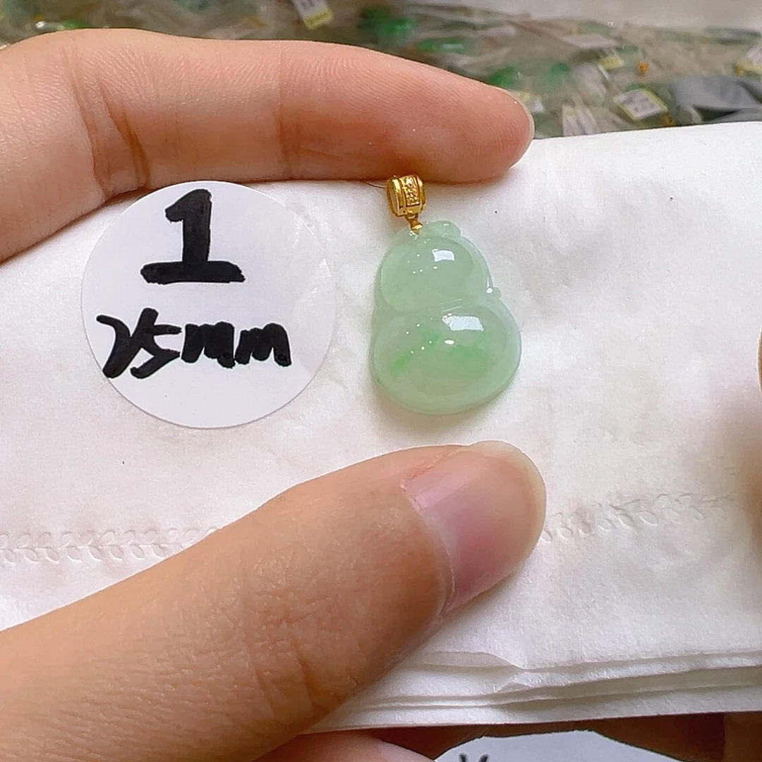 翡翠18K金镶嵌吊坠(不含链)翡翠