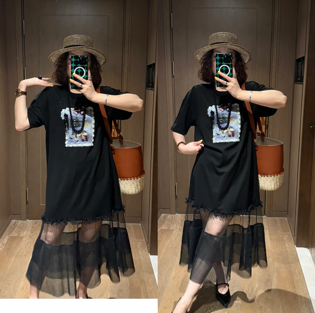 YDFSTUDIO小众【清雅气场】欧货高品蝴蝶结蕾丝拼接设计时尚连衣裙