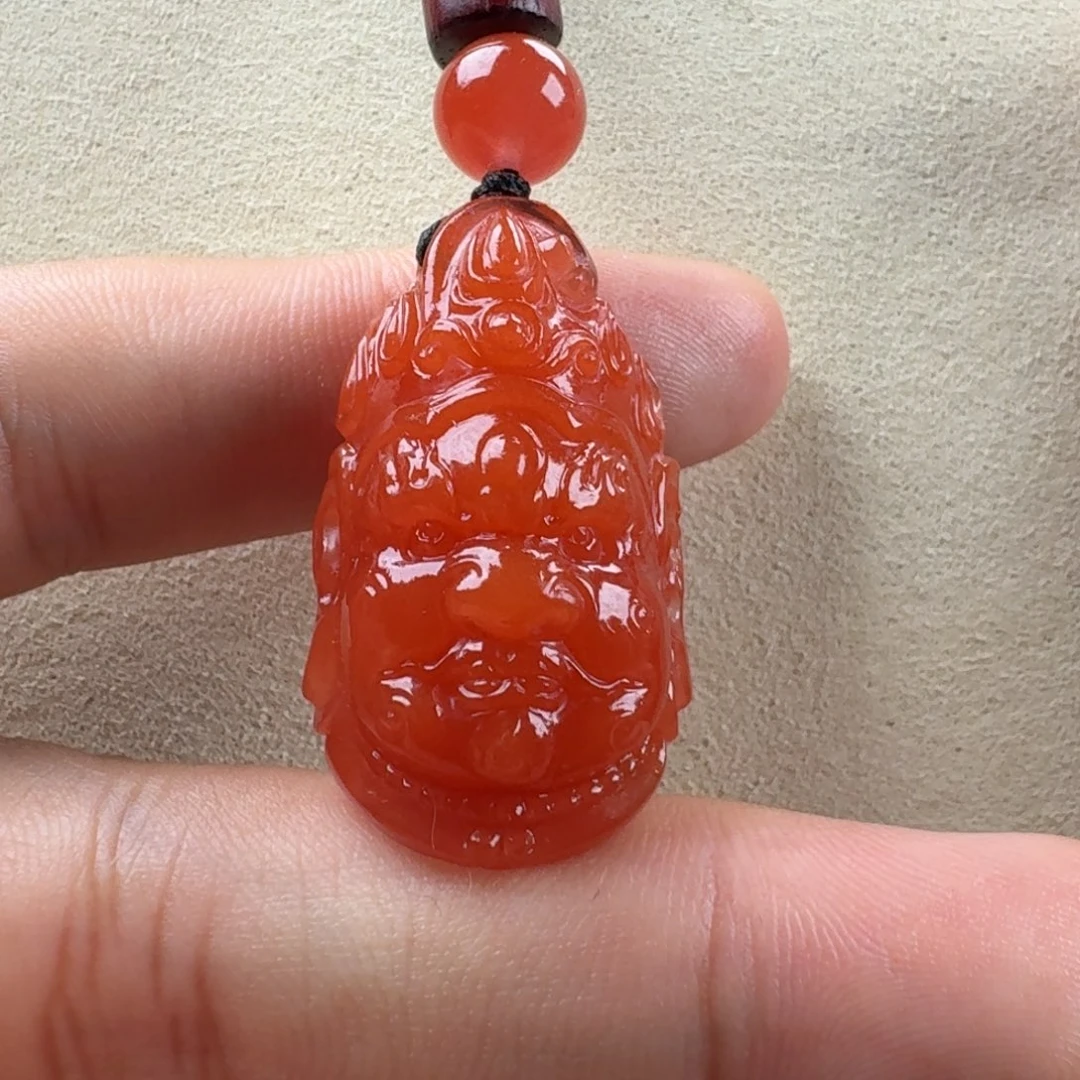 南红玛瑙未镶嵌黄财神吊坠