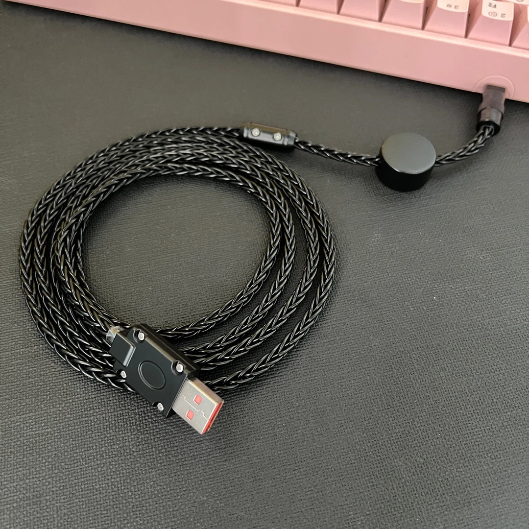 8K键盘线高颜值航插线客制化纯手工8股加粗键盘航插线充电数据线