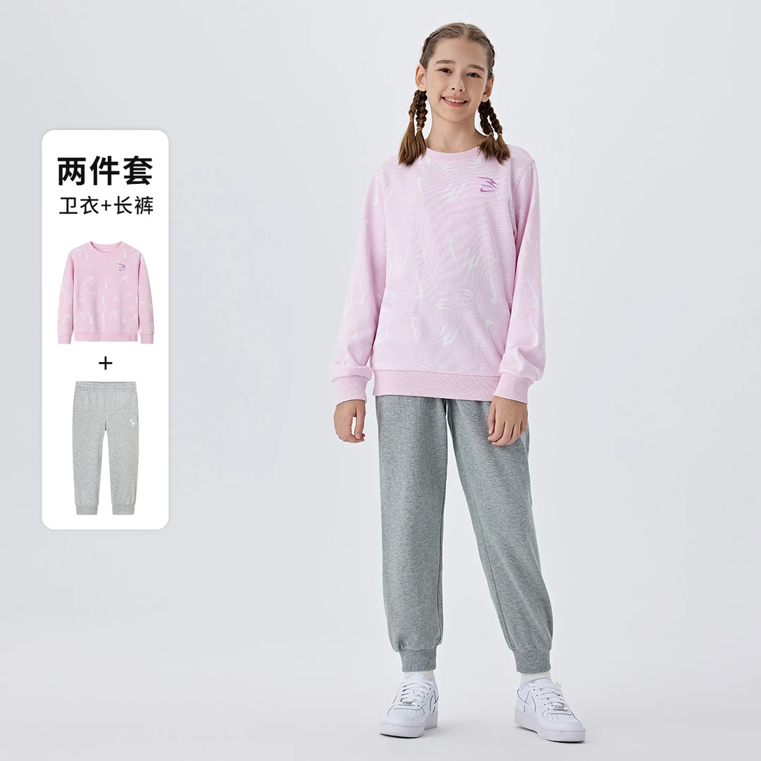 Nike 3BRAND儿童男女童装春秋季舒适运动满印休闲套装RWN-T8-1240