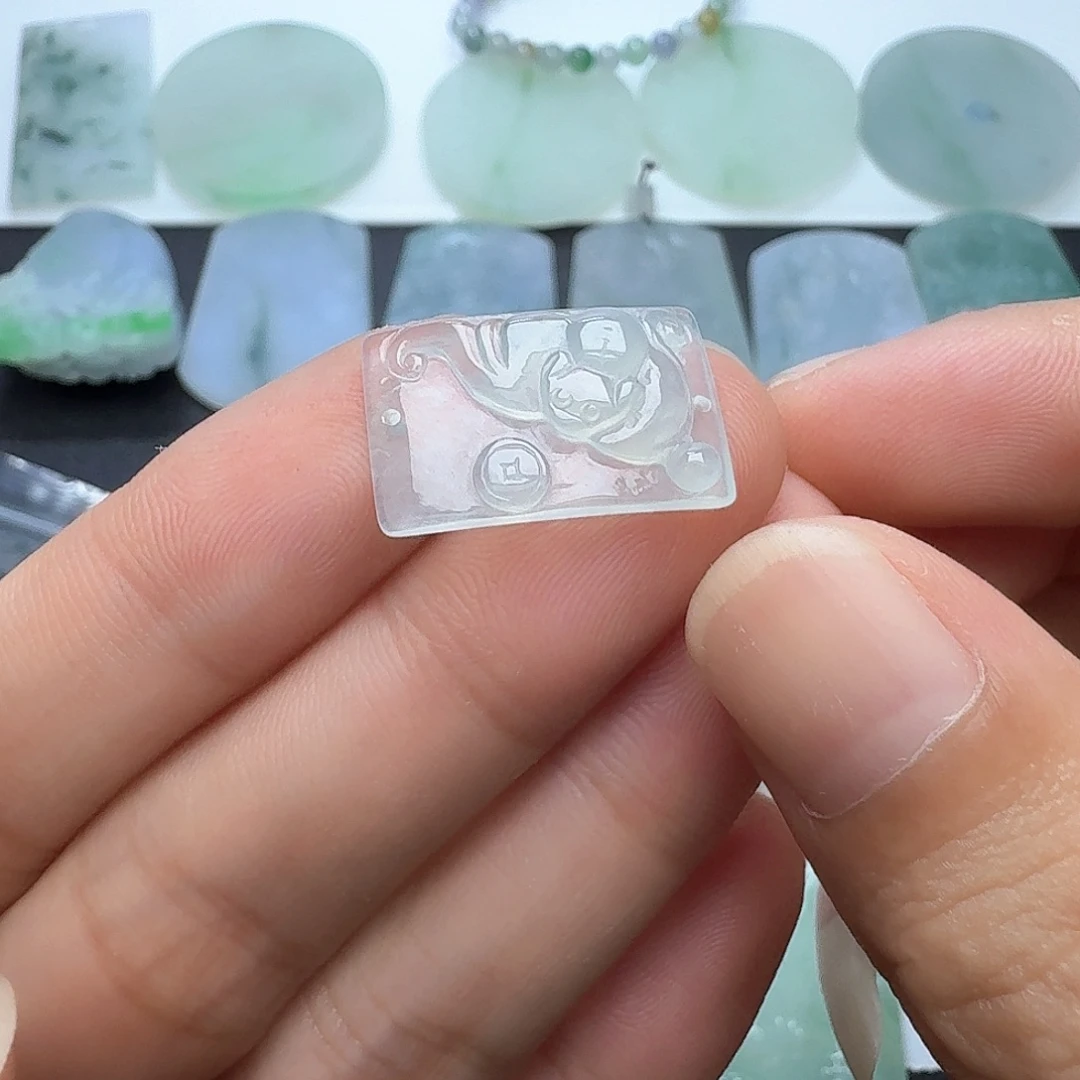 翡翠未镶嵌吊坠(赠链)天然缅甸翡翠A货福來手牌