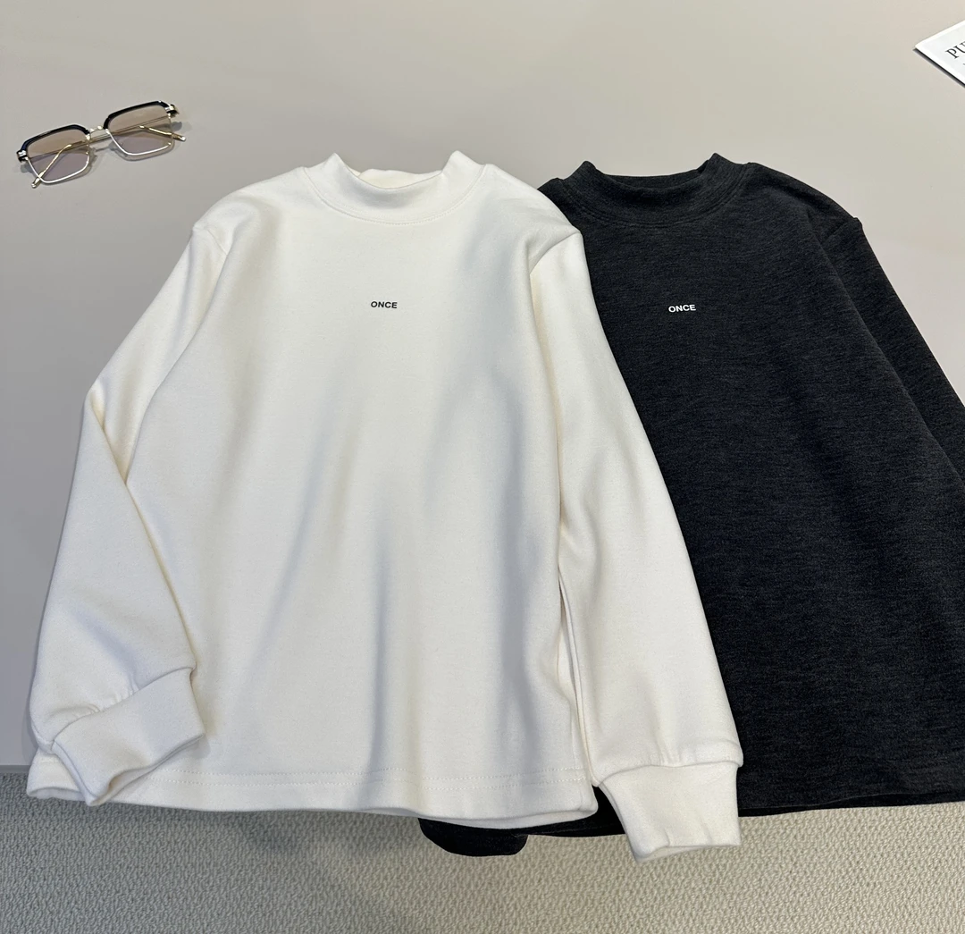 儿童秋冬韩范加厚半高领打底衫男童舒适长袖T恤   25558