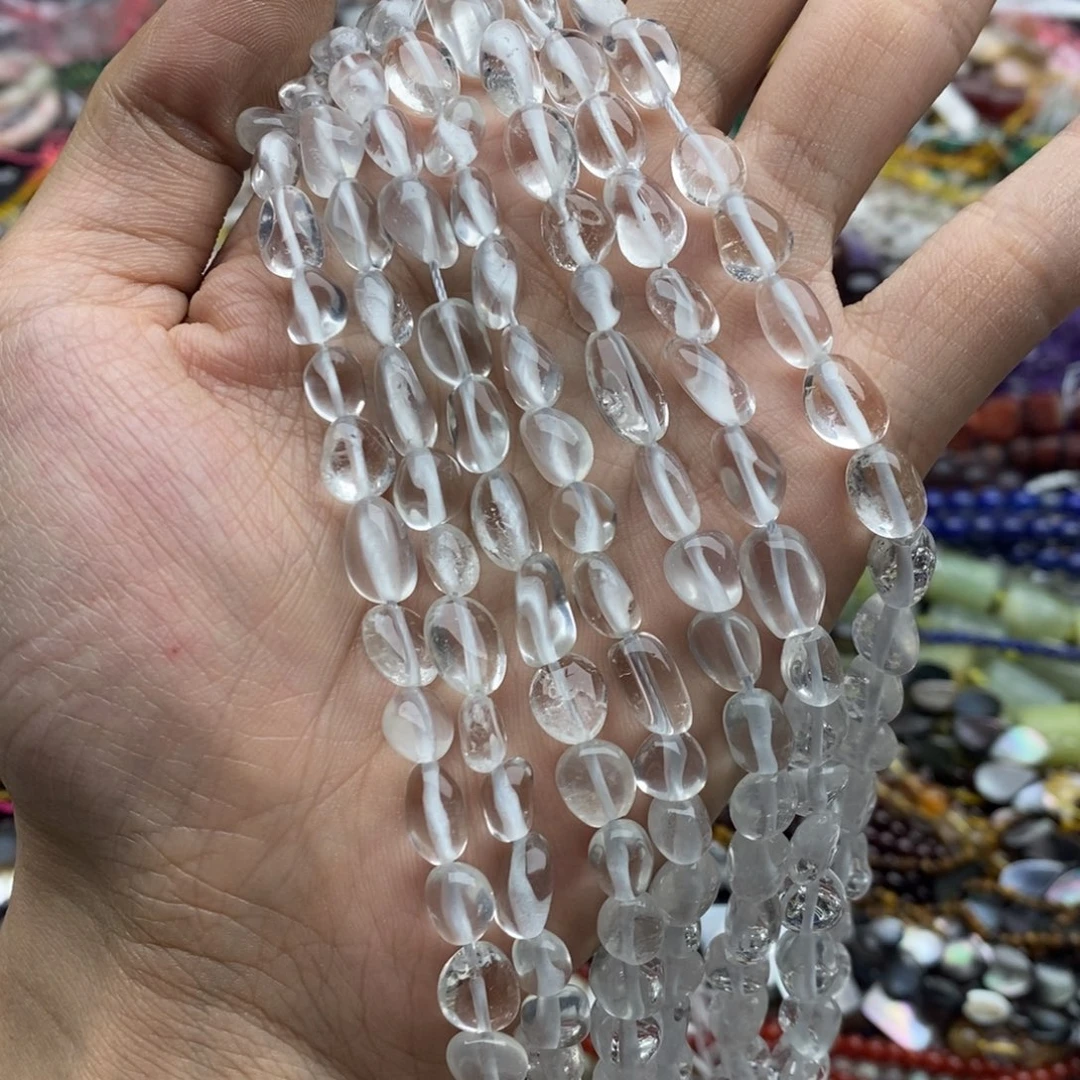 玛瑙/玉髓未镶嵌珠宝半成品一条天然白水晶随型7mm