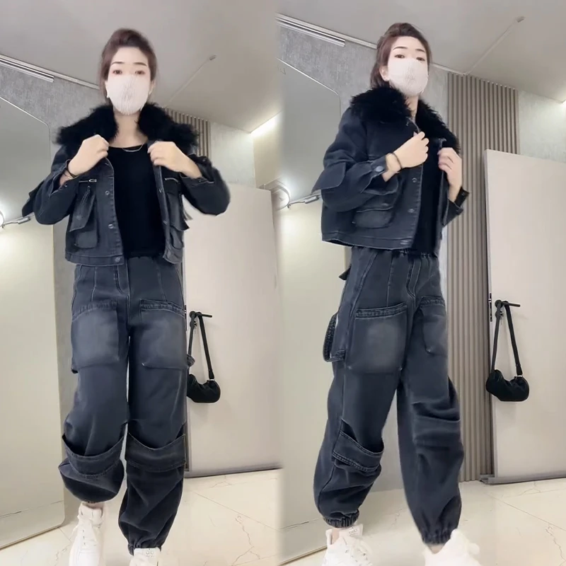 2025秋冬新款时尚显瘦气质网红高档套装女高级百搭宽松大码两件套