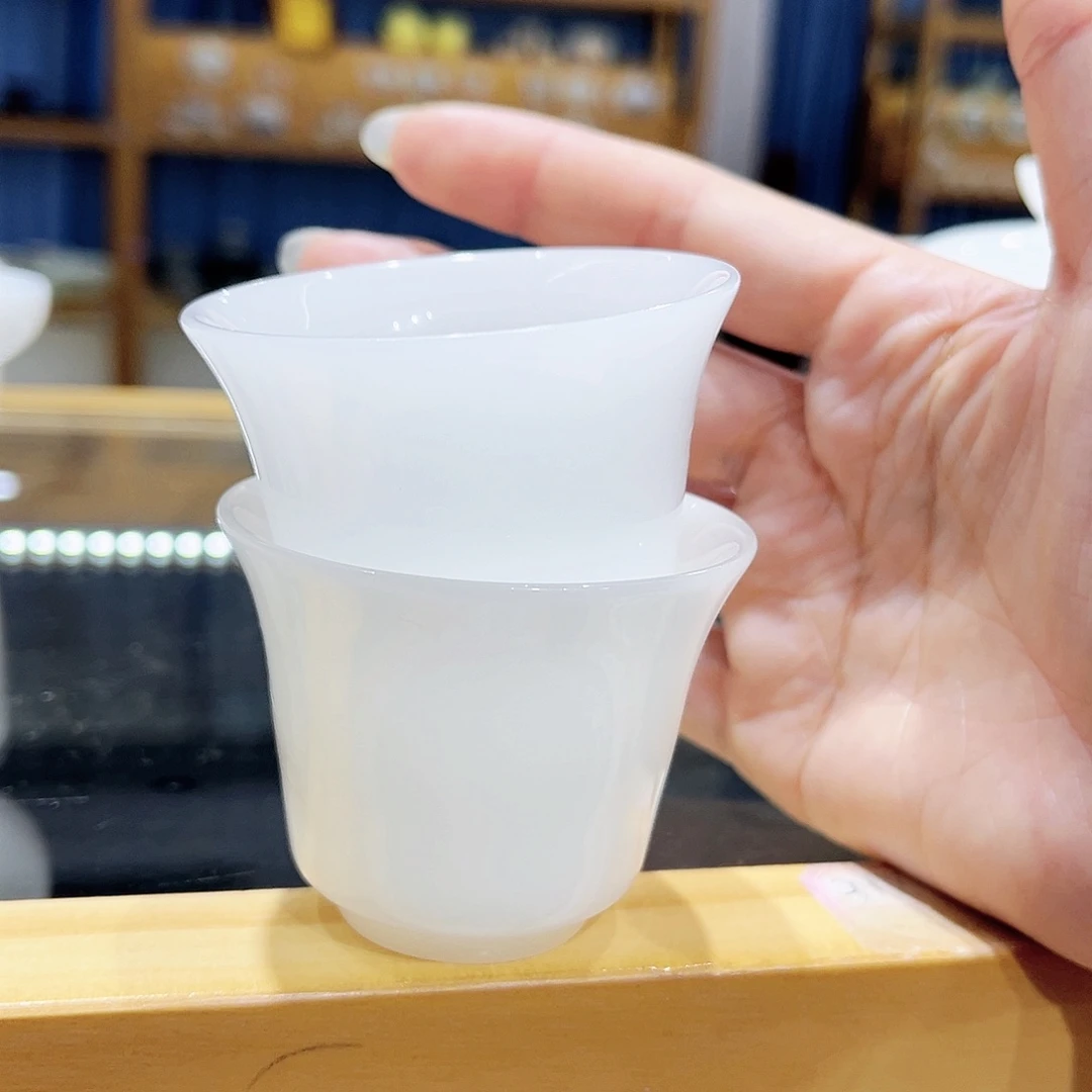 光***月陶瓷2个白色璞玉客杯00000