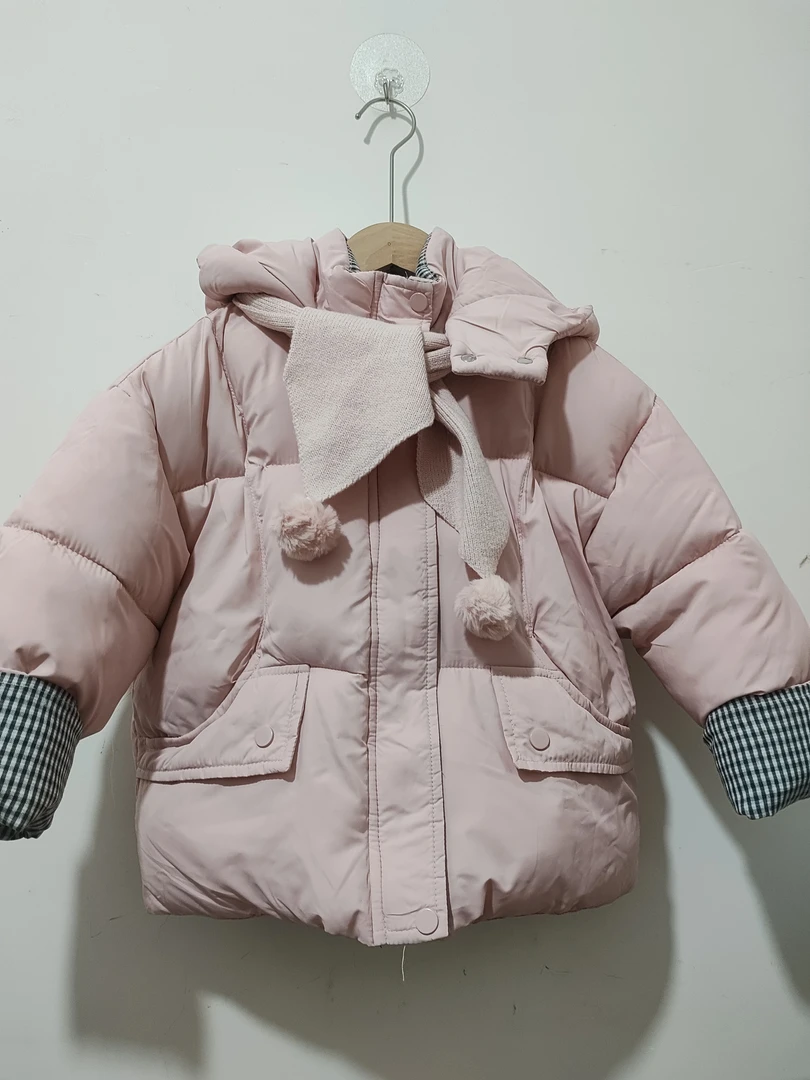 被子泡芙女童冬装加厚围巾棉服外套洋气保暖冬季棉袄连帽百搭