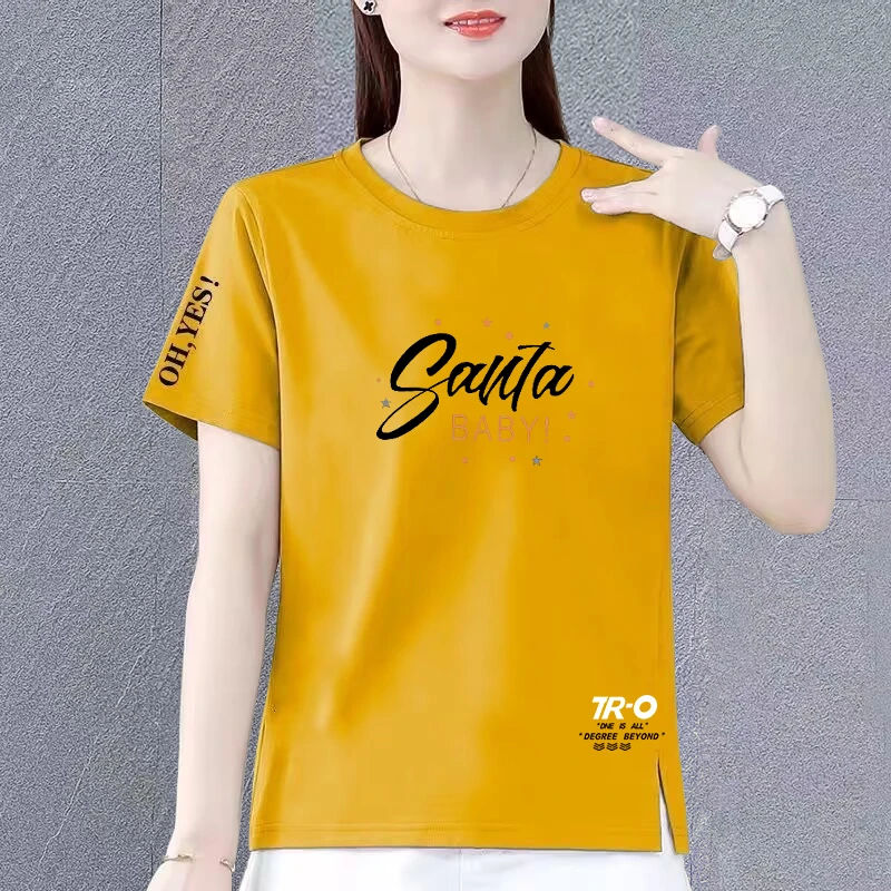 100纯棉夏季短袖t恤女新款百搭洋气休闲时尚高贵舒适显瘦圆领女装