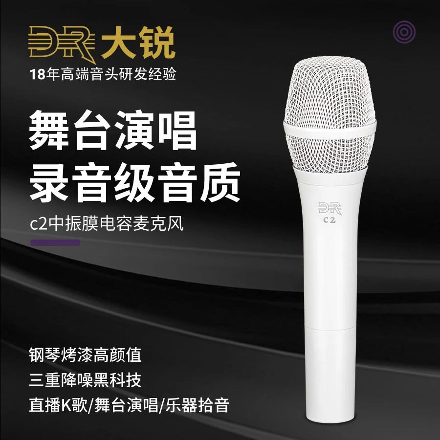 DR大锐C2专业48v电容麦有线直播录音声卡通用K歌直播录音无损话筒