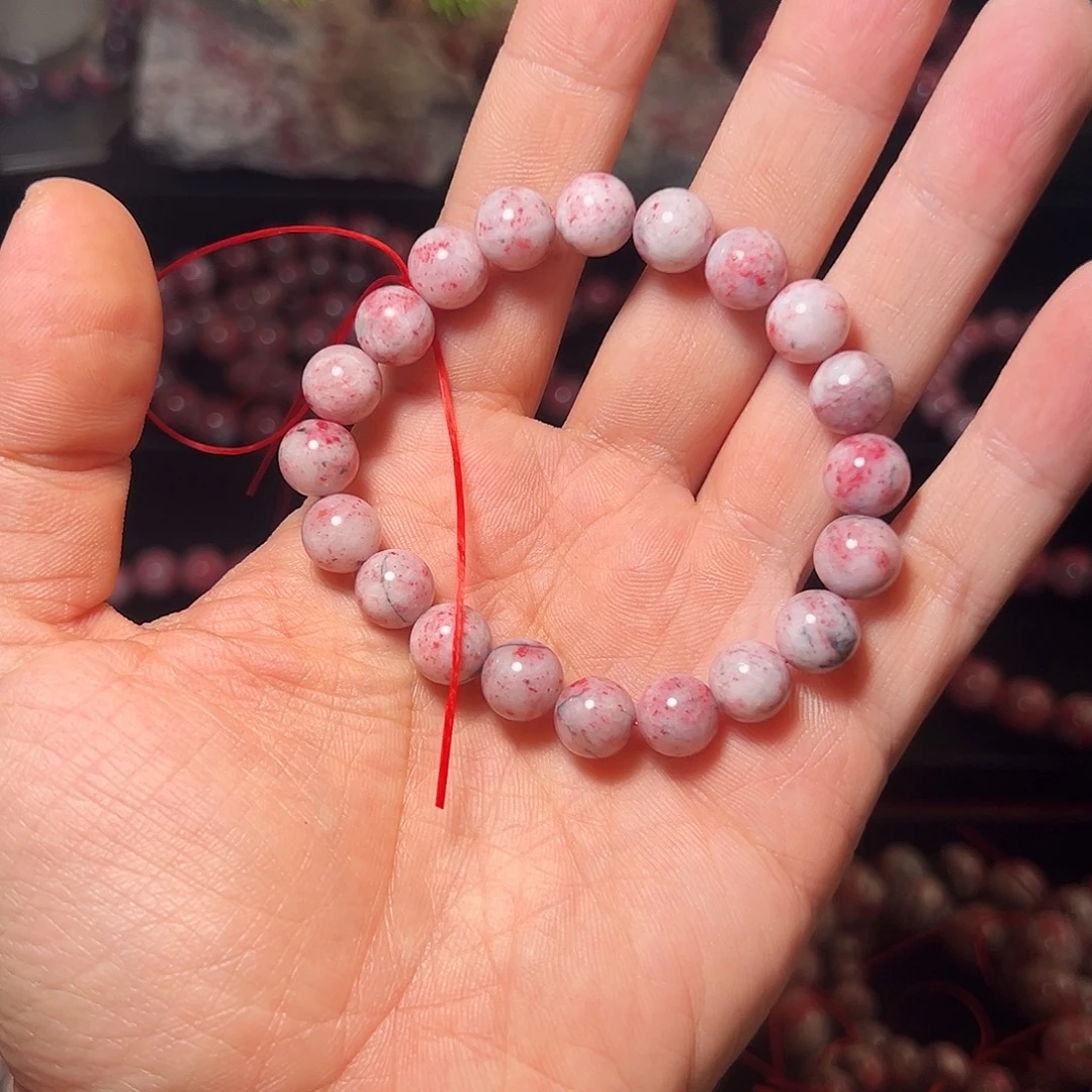 ****天然辰砂原石玉化手串