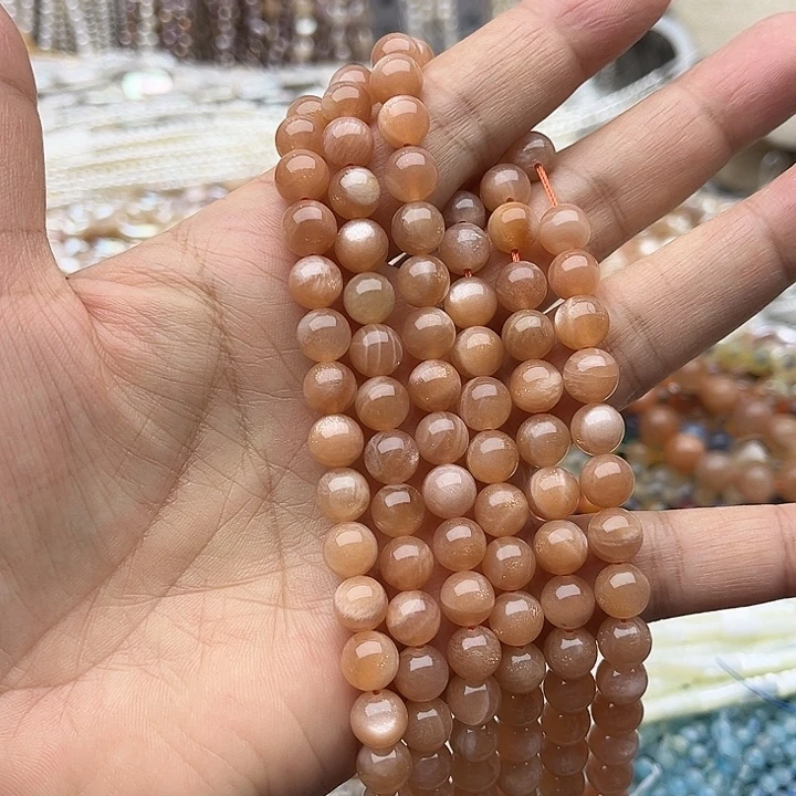 玛瑙/玉髓未镶嵌珠宝半成品一条8mm左右太阳石