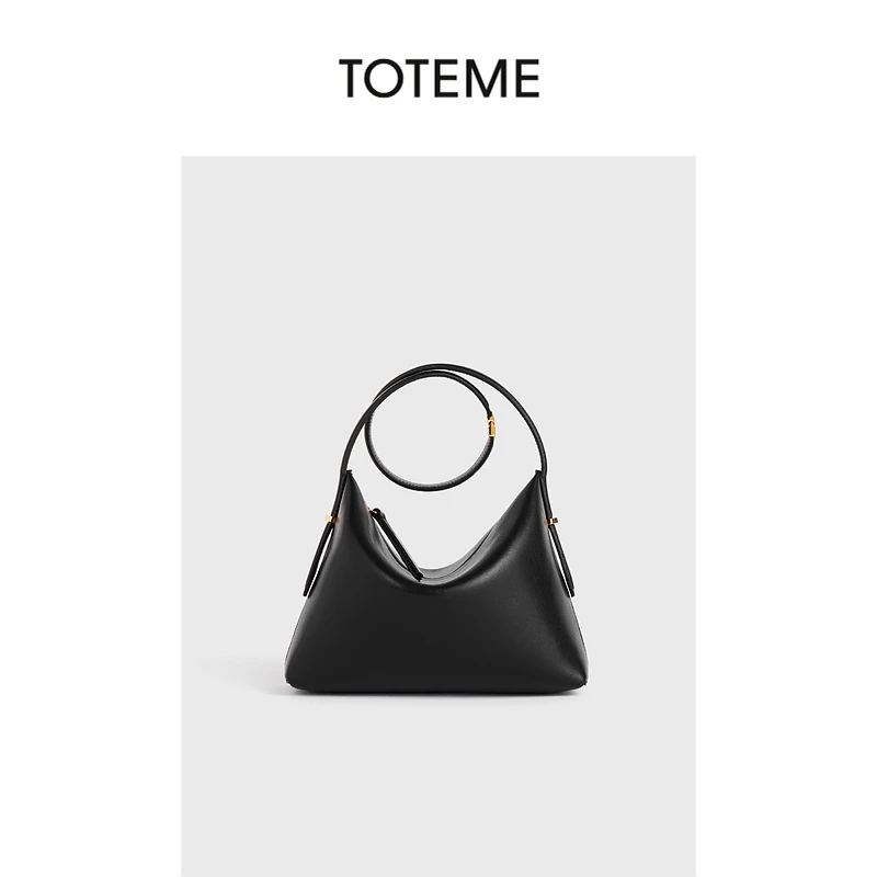 TOTEME女包黑色纹理感皮革斜角包