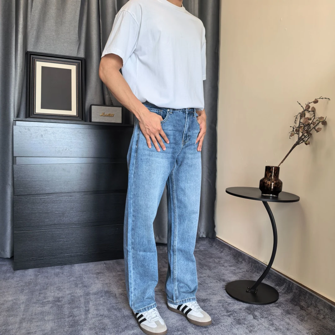 牛仔裤2025新款爆款四季百搭宽松水洗冰蓝色复古休闲直筒休闲裤