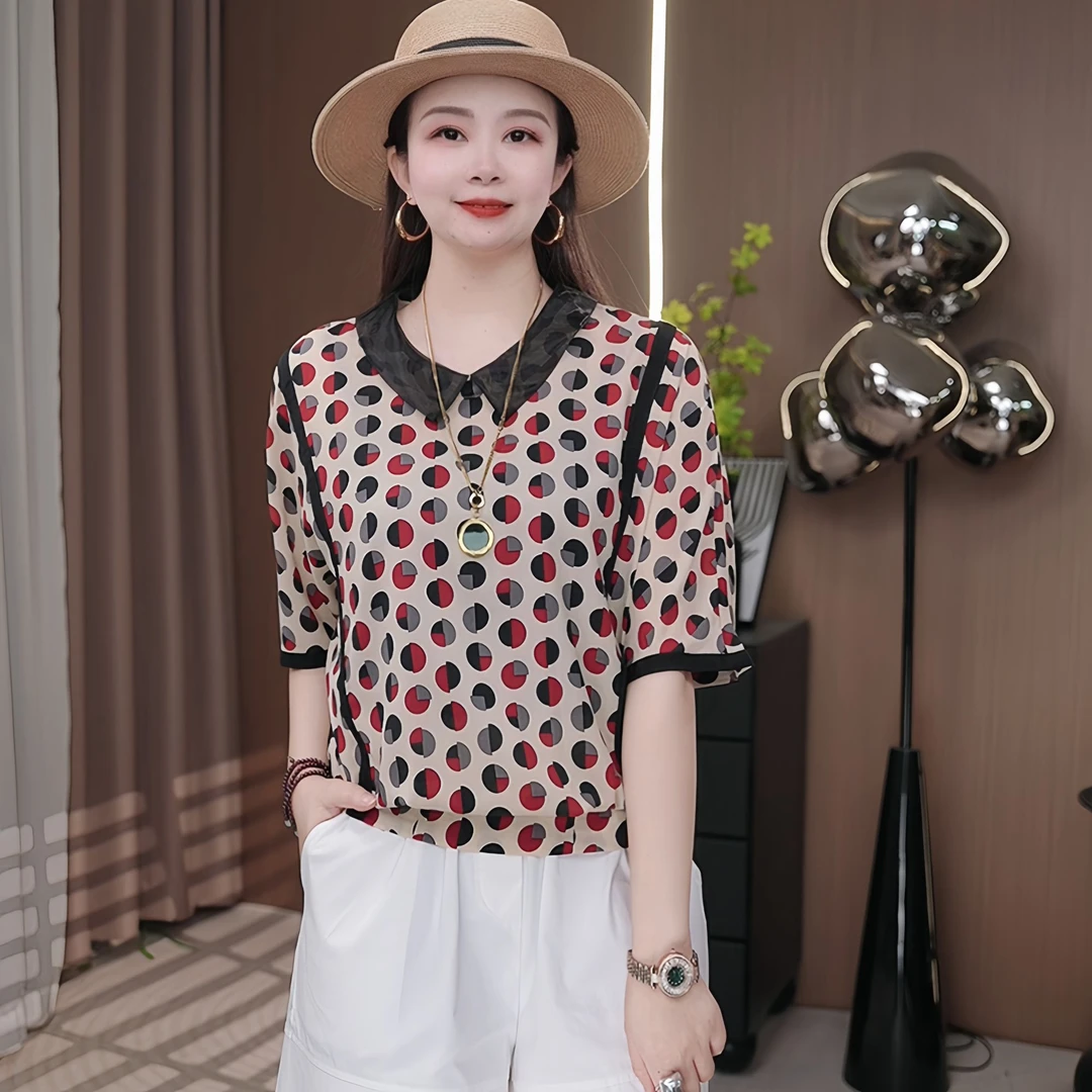 2026夏季新款气质娃娃领波点上衣女装时尚百搭宽松显瘦小衫上衣