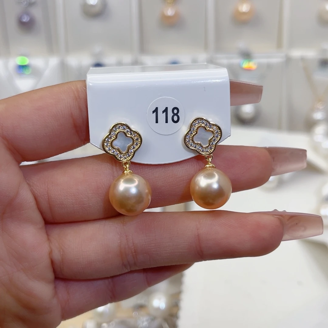 耳饰淡水珍珠银S925镶嵌