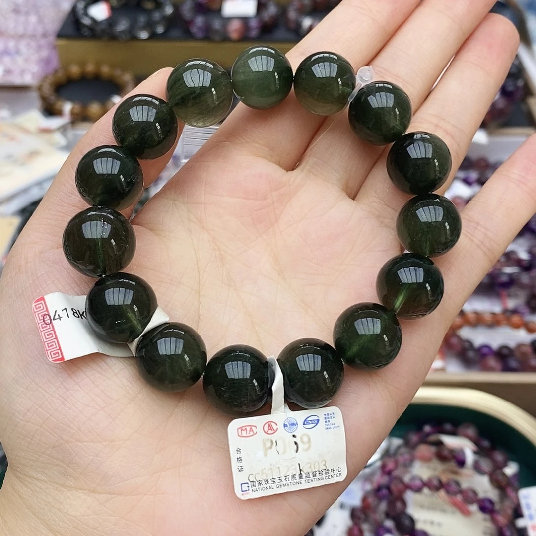 水晶手链未镶嵌P069 绿发晶 14m+