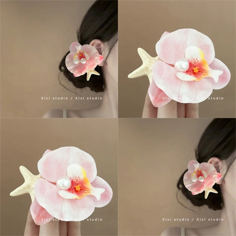 浪漫风华！超仙海星蝴蝶兰发夹！唯美花朵侧边夹氛围感头饰新款