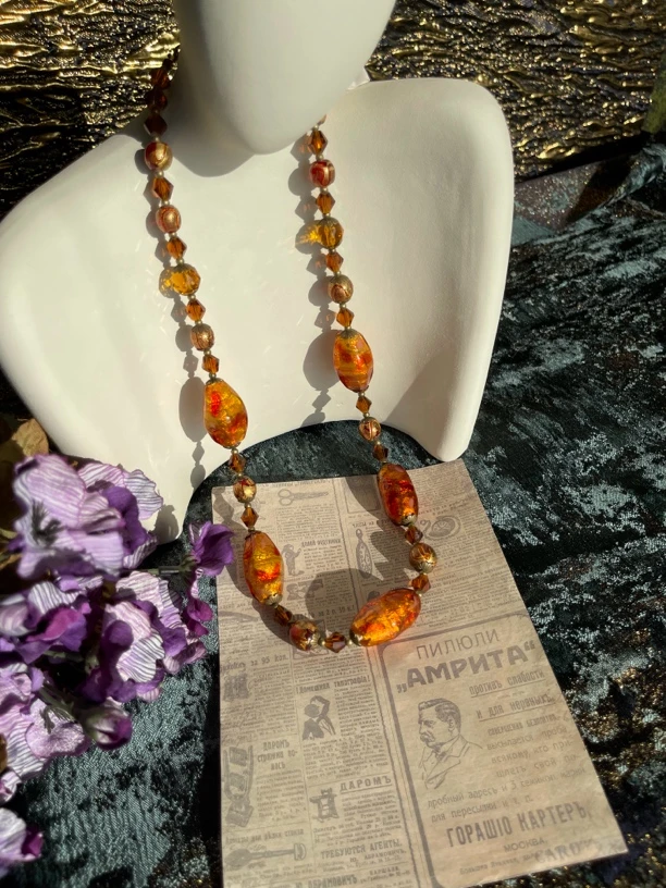 意产人鱼姬异型单层琉璃项链