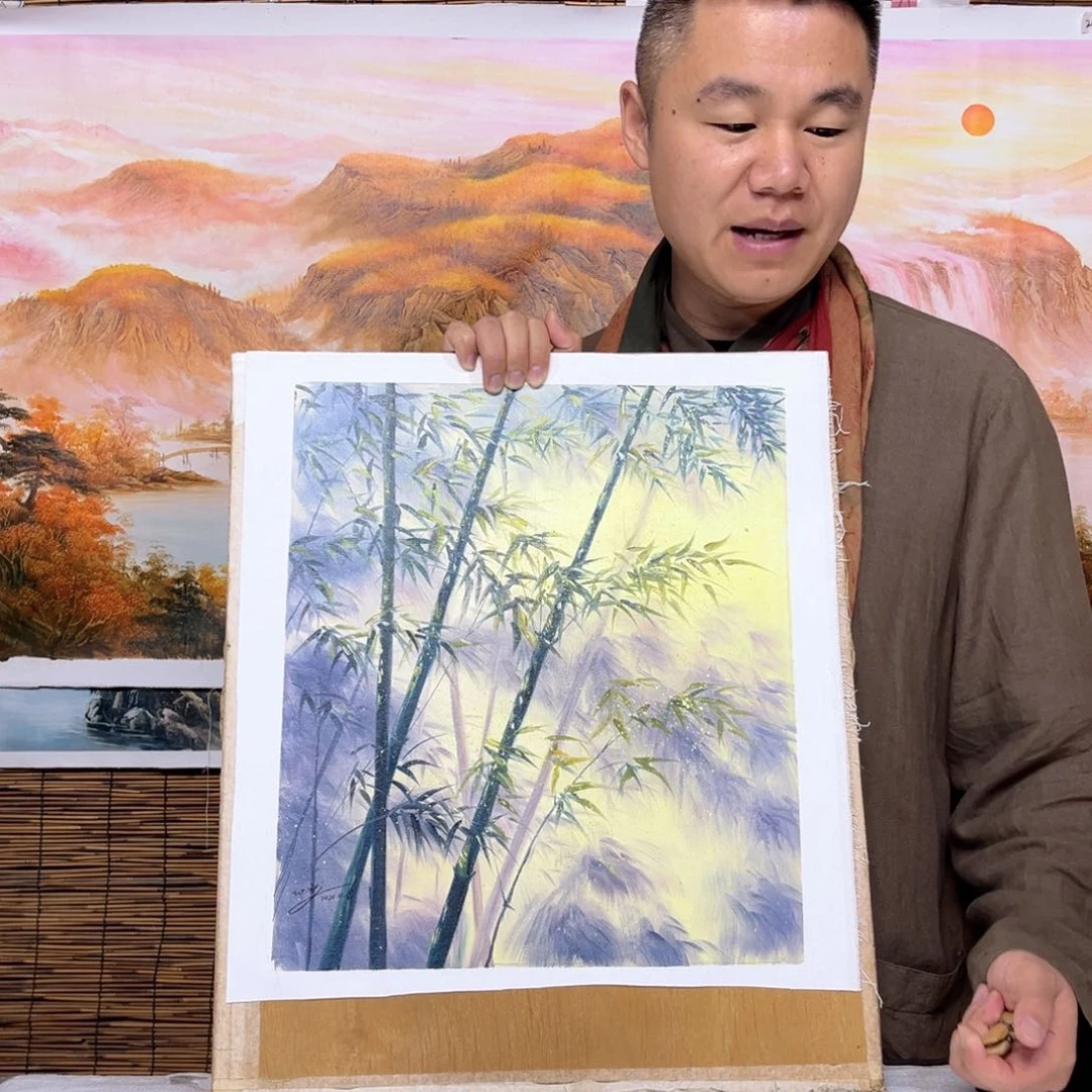 油画行路人小院绘画作品竞拍