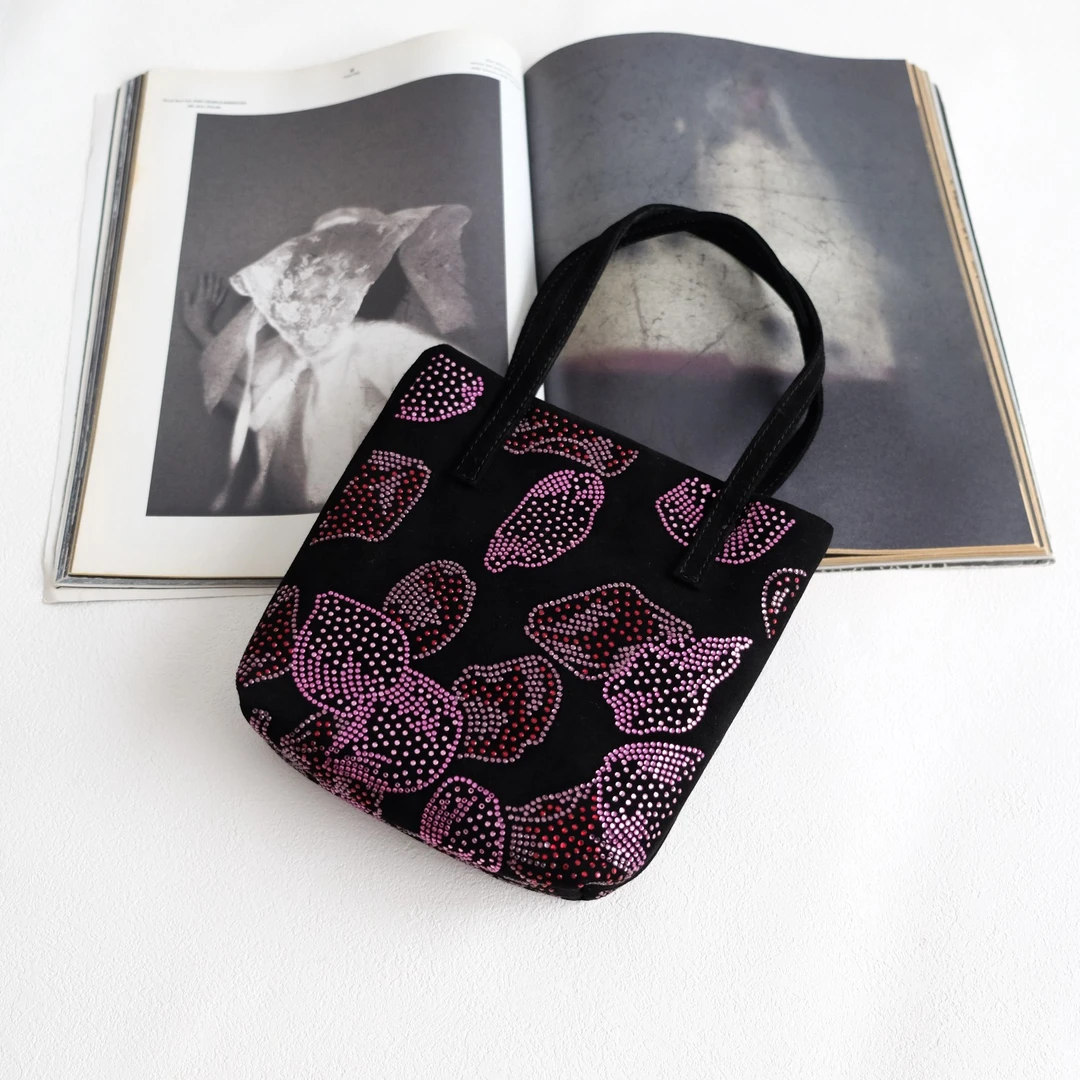 99新 Valentino/华伦天奴 辣辣/新款超美紫粉渐变水钻手提包