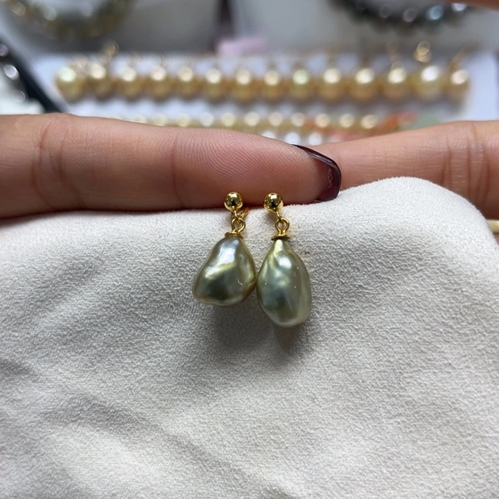 海水珍珠耳饰银S925镶嵌