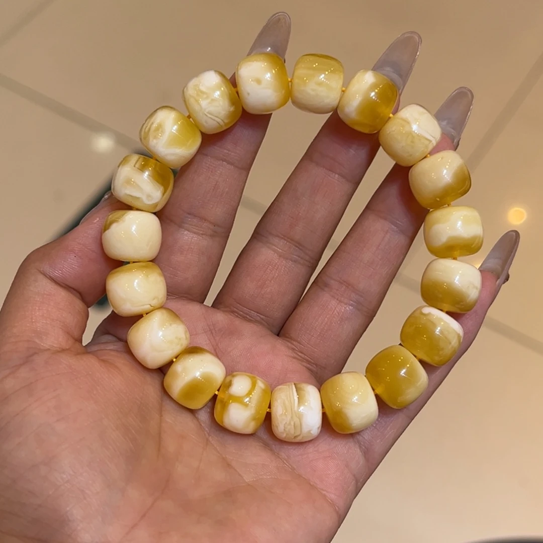 裸石琥珀未镶嵌13➕金白老型手串