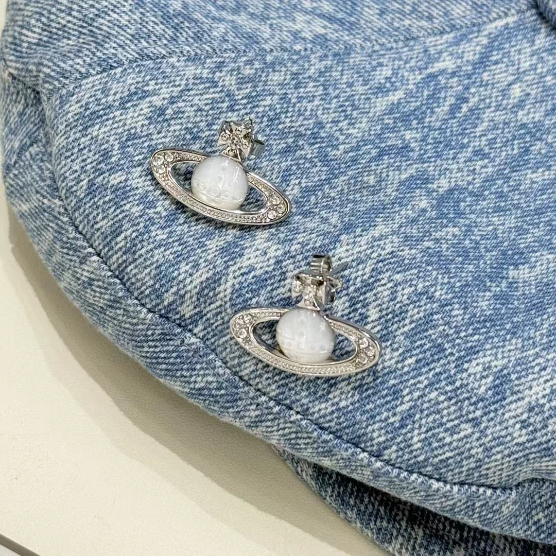 铜合金贝壳耳饰 【个性银色星球耳环41号】