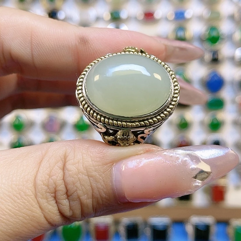 【闪购商品】和田玉戒指银S925镶嵌出*虎