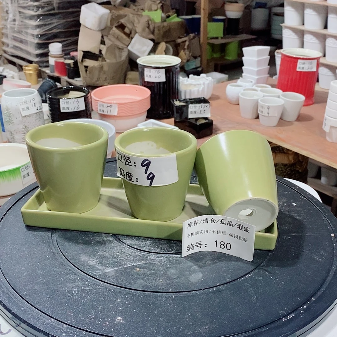 微瑕花盆-180-口9×9-1套绿