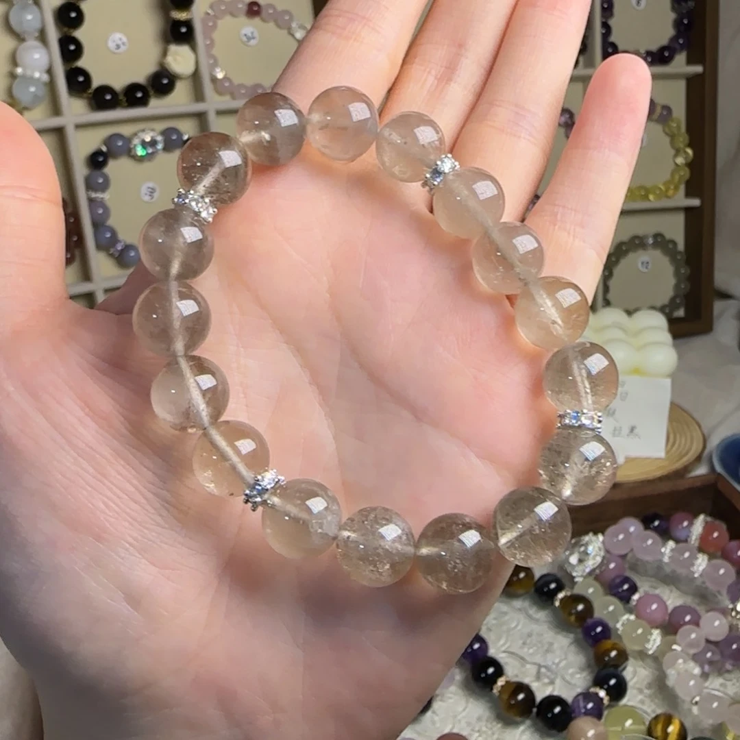 水晶手链合金灰兔毛