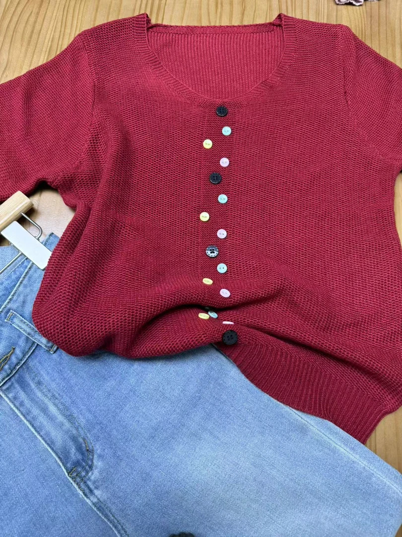 A-5 2A 177 夏季新品彩扣女针织衫