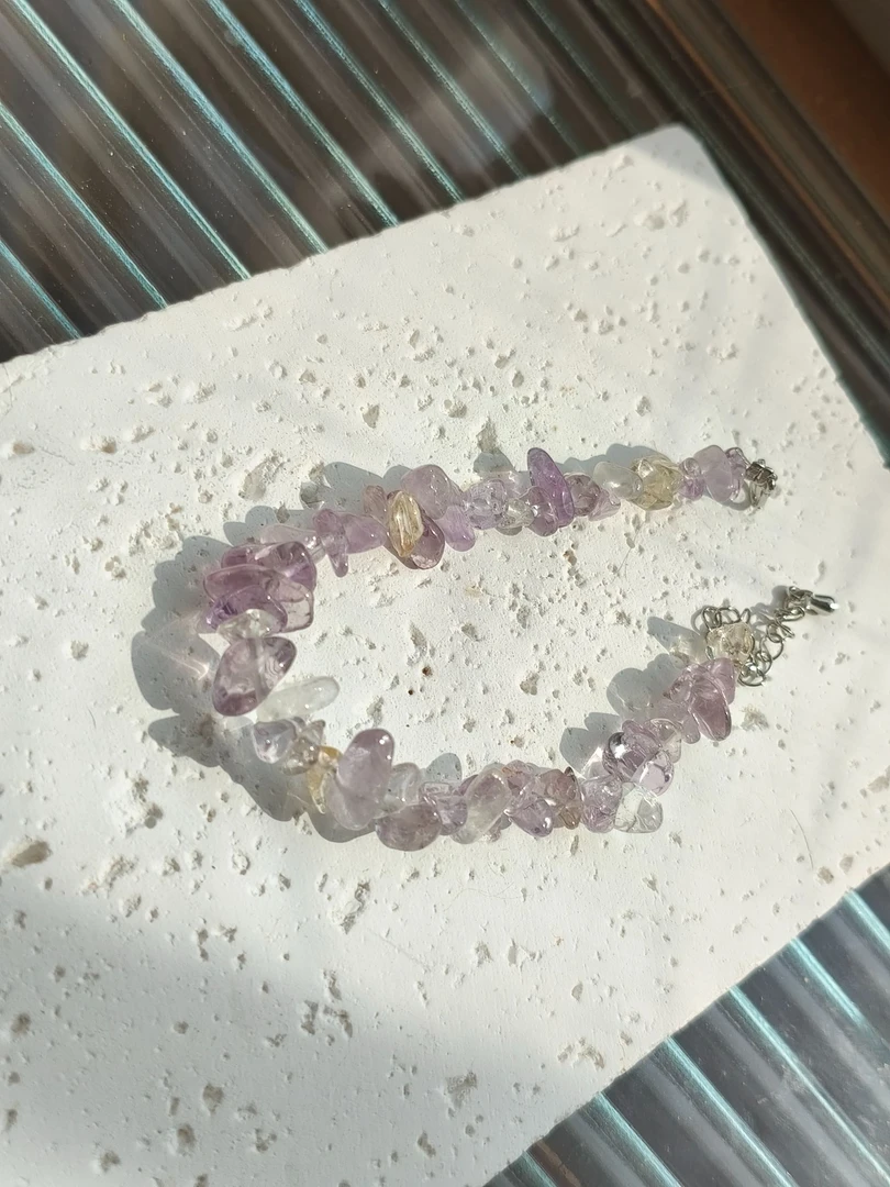 非金属玻璃手链 福利款单圈紫水异形