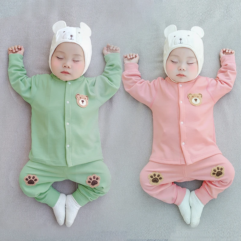 春秋新款男女宝宝长袖高腰护肚套装婴儿温变秋衣秋裤保暖外套