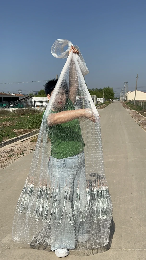 全单丝一指半网眼掉完兜三米七撒开直径五米七八全网重七斤半渔网