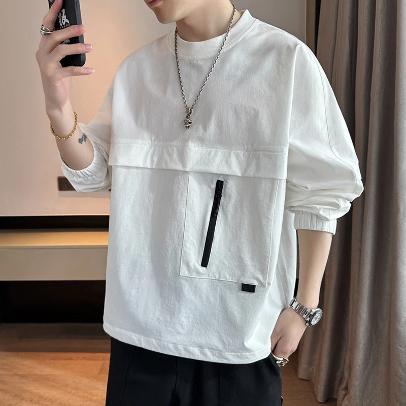 男士圆领卫衣春季2024新款无帽帅气青少年美式潮流休闲上衣