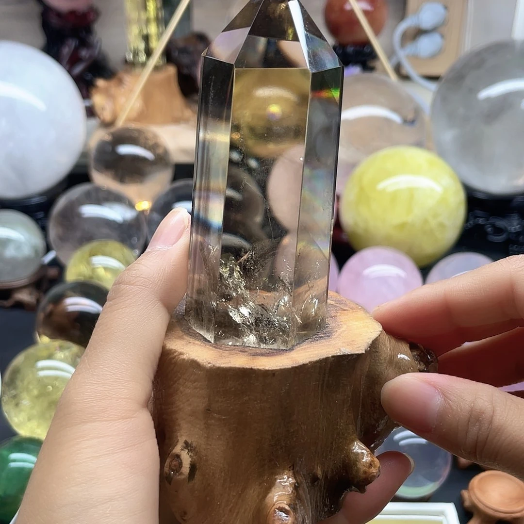 水晶珠宝半成品未镶嵌~****~黄水晶柱高10➕A259