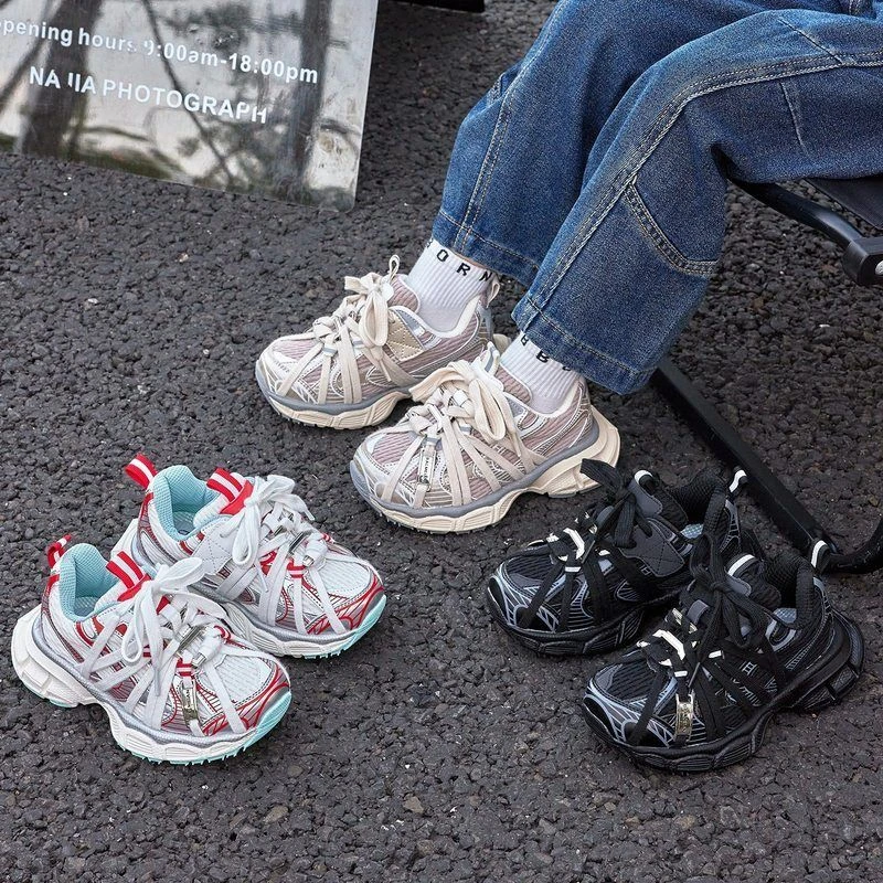 巴家儿童老爹鞋2025秋季新款男童透气休闲运动鞋女童轻便跑步鞋