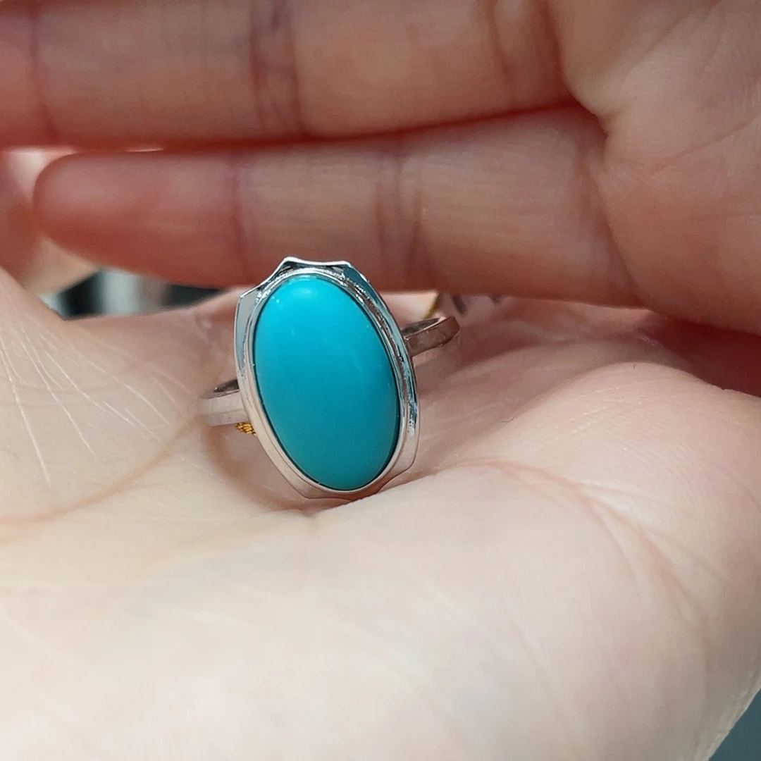 绿松石戒指银S925镶嵌