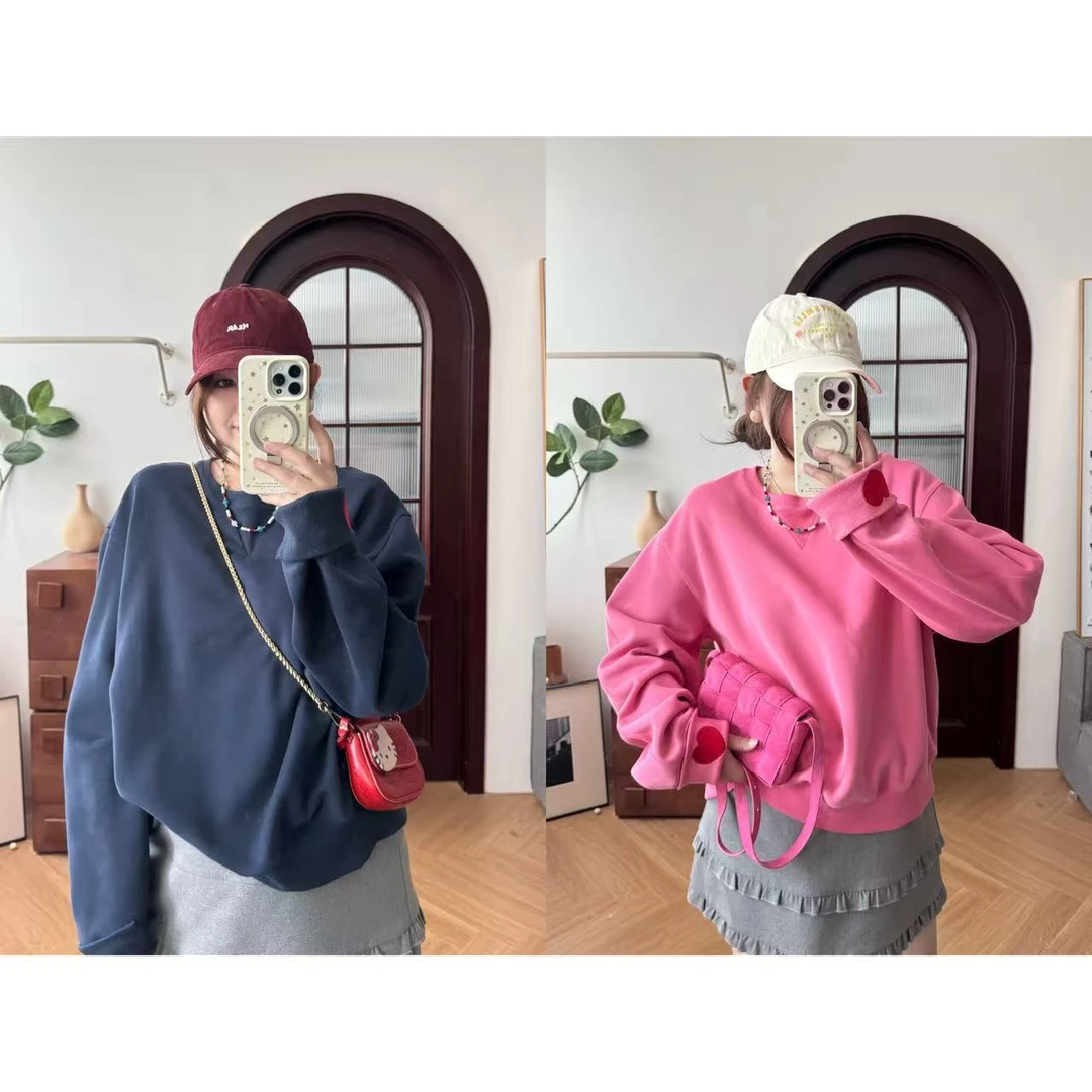 晶咕佳佳【小份美好】袖口小爱心设计感小卫衣长袖时尚休闲百搭